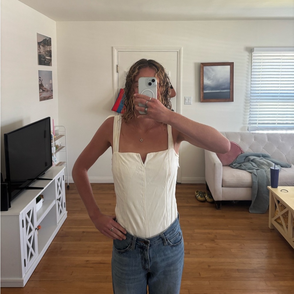 Free People Cream Bodysuit (Ties on back)